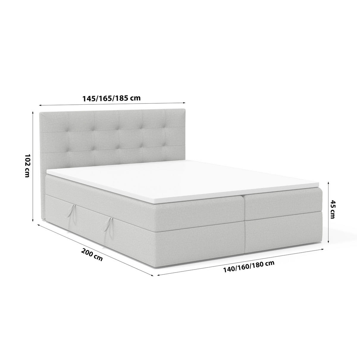 BOXBETT Doppelbett Kolumbo Grau 160x200 cm - Grau, Textil (160/200cm) - Fedve