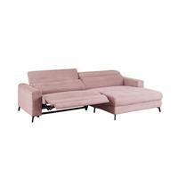 ECKSOFA LAISKA Pink Cord Relaxfunktion - Pink/Schwarz, Textil/Metall (282/177cm) - KAWOLA