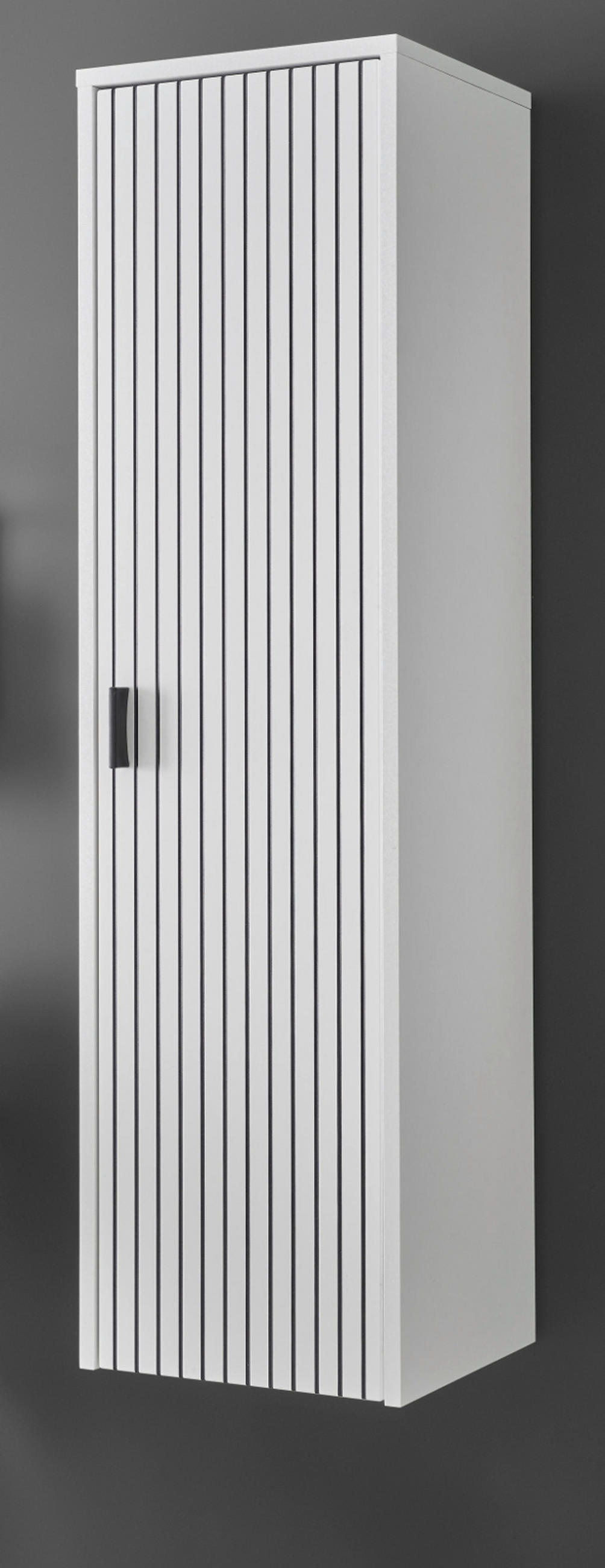 HÄNGESCHRANK weiß matt, schwarz, Wandschrank 33 x 120 cm mit Stab-Optik - Weiß, Holzwerkstoff/Metall (33/120/30cm) - Furn.Design