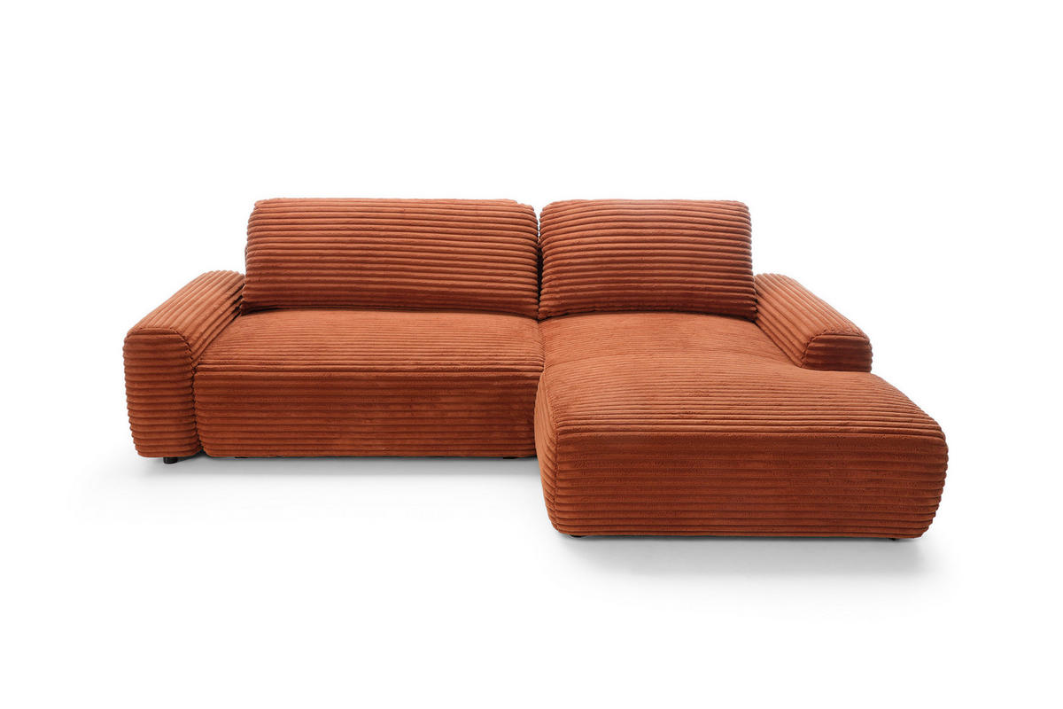 ECKSOFA Cordina Orange, mit Schlaffunktion und Bettzeugbehälter, rechte seite - Orange, Holzwerkstoff (264/162cm) - Bettso