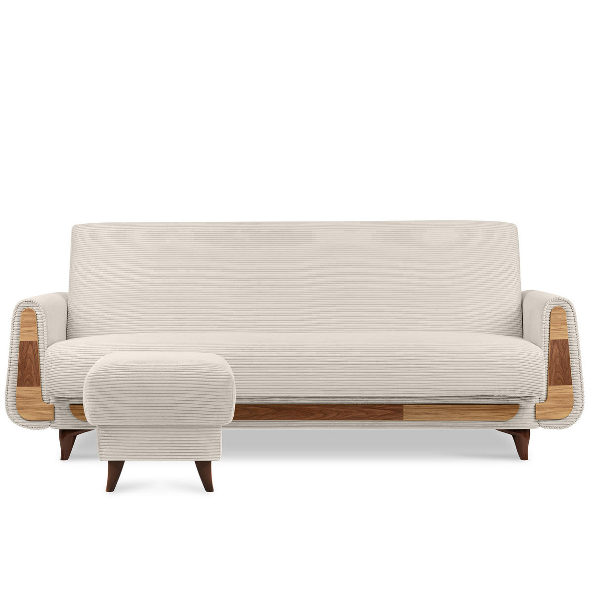 FUẞSTÜTZE GUSTAVO II, Cremefarbig - Creme/Braun, Holz/Holzwerkstoff (53/49/53cm) - KONSIMO®