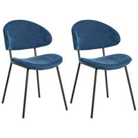 ESSZIMMERSTUHL 2er-Set Stoff Dunkelblau Kiana - Dunkelblau, Textil (50/81/59cm) - Beliani