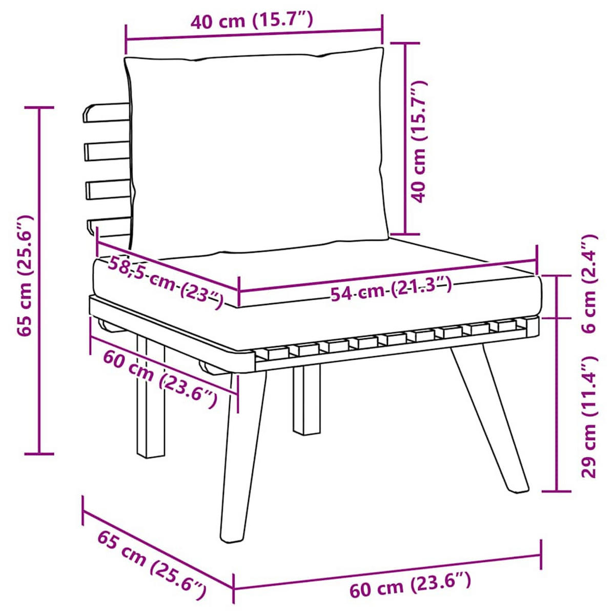 LOUNGESOFA mit Dunkelgrau Kissen und Weiß Polster, 60/65/65 cm, aus massivem Akazienholz - Braun, Holz (65/65/60cm) - vidaXL
