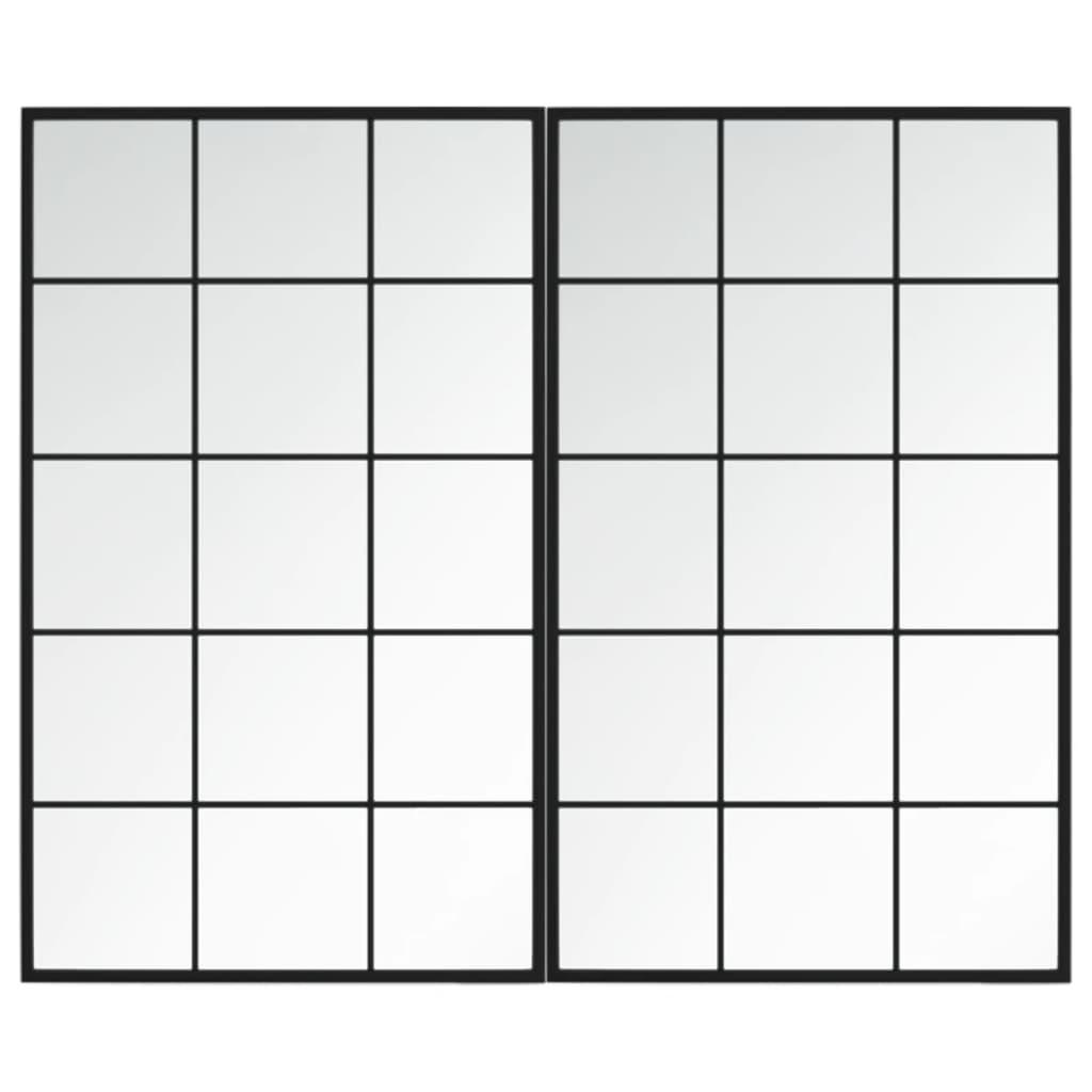 WANDSPIEGEL 2Er Set Schwarz 100/60 Cm Metall - Schwarz, Metall (60/0.3/100cm) - vidaXL