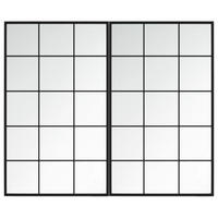 WANDSPIEGEL 2Er Set Schwarz 100/60 Cm Metall - Schwarz, Metall (60/0.3/100cm) - vidaXL