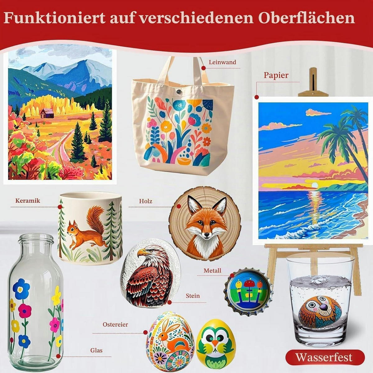 ACRYLSTIFTE Set 120 Farben mit flexibler Pinselspitze - Multicolor, Kunststoff (14/7/30cm)