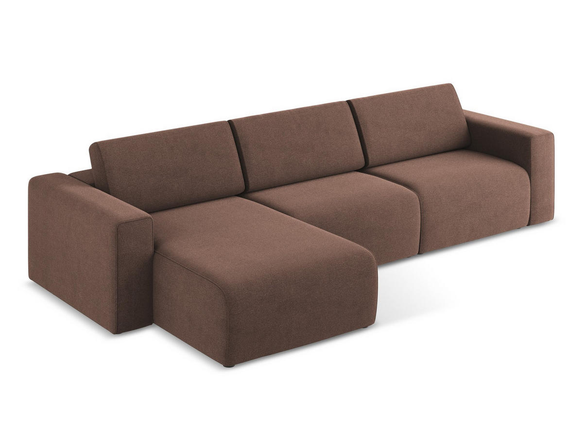 ECKSOFA Links Strukturstoff Stoff Pink - Pink/Hellrosa, Kunststoff/Textil (167/314cm) - Makamii