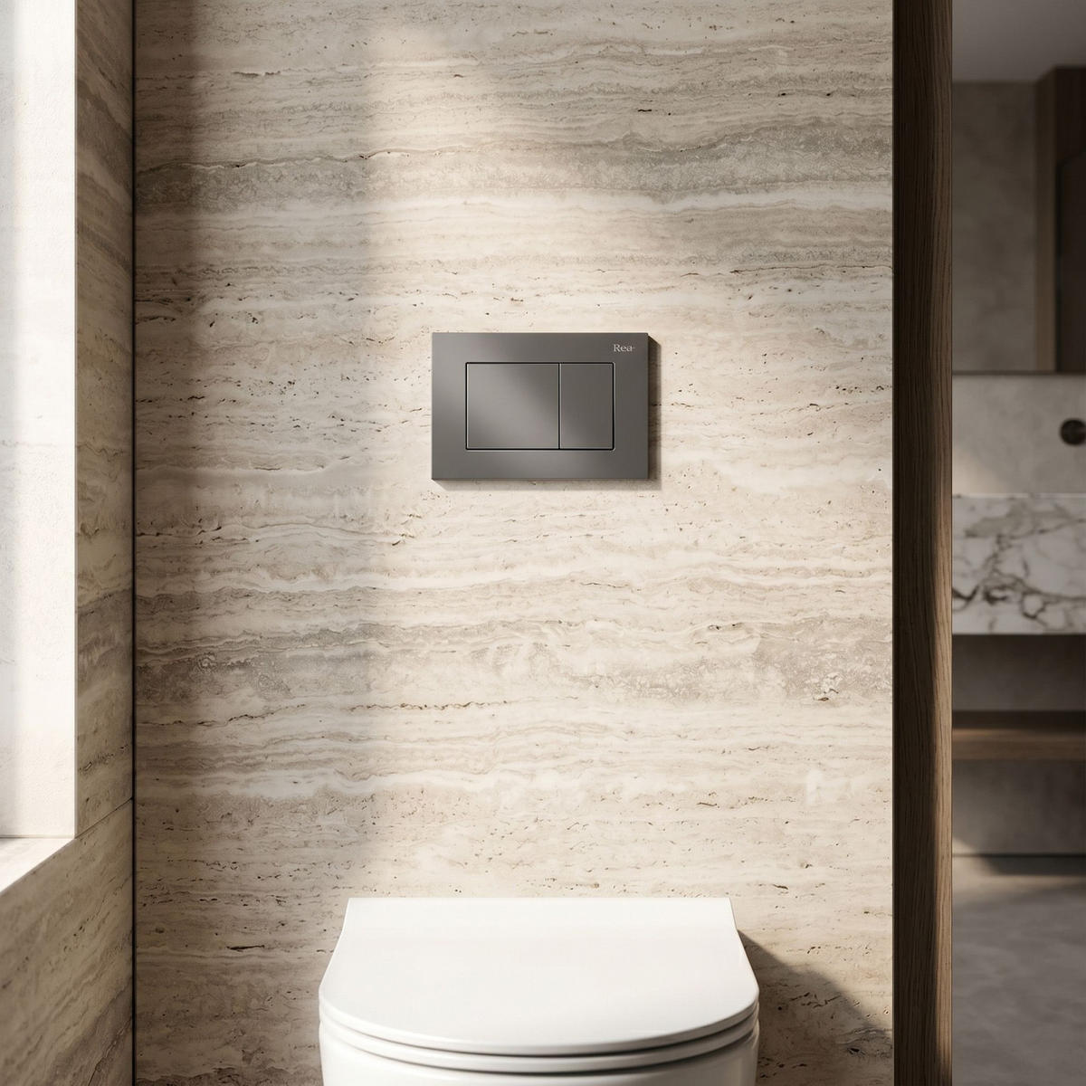 DRÜCKPLATTE Rea J K011a-q Und Slim 024n Titan - Titanfarben, Kunststoff (24.5/16.5/4cm) - REA