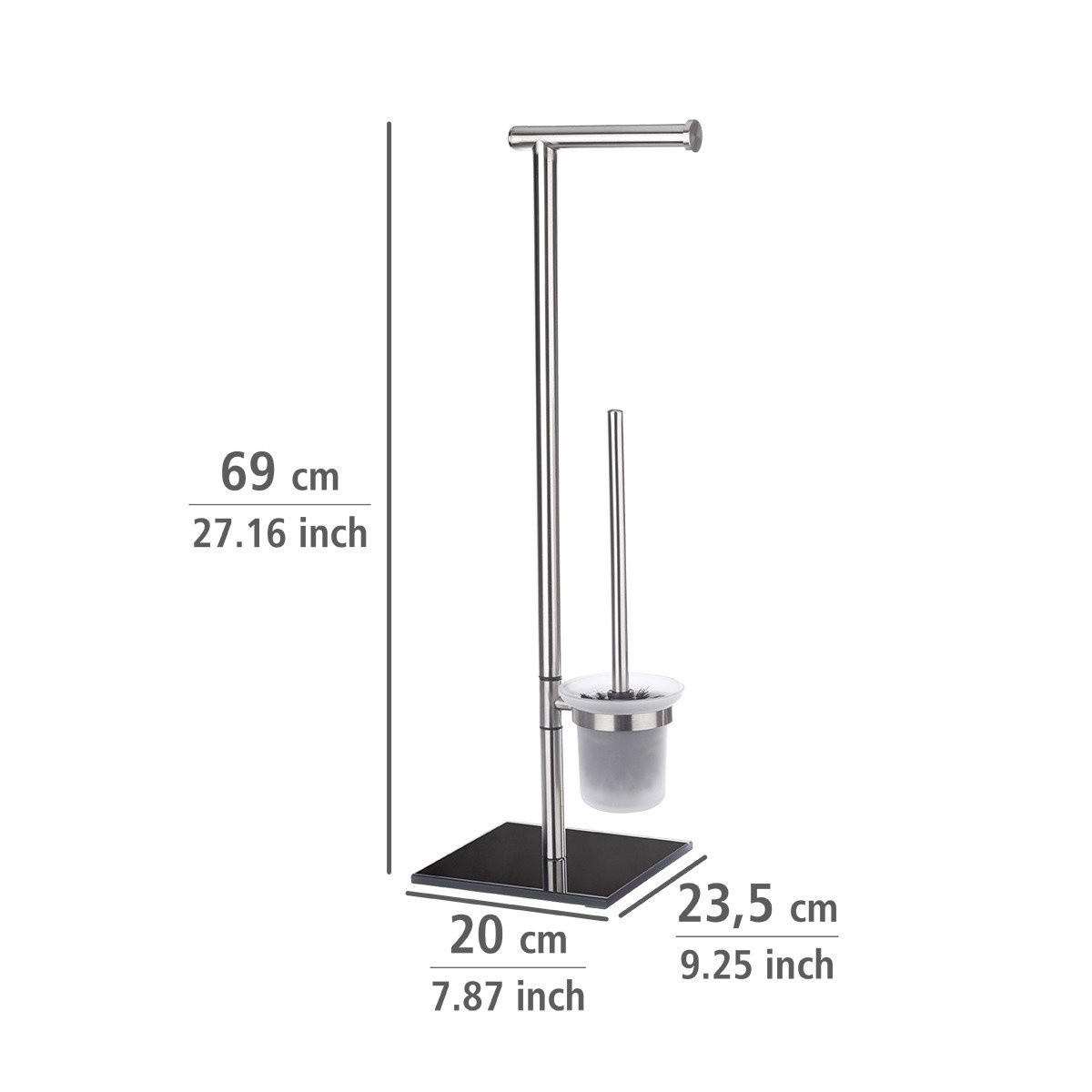 TOILETTENPAPIERSTÄNDER und Toilettenbürste Lima 20/24/70 cm - Silberfarben, Metall (24/70/20cm) - Wenko