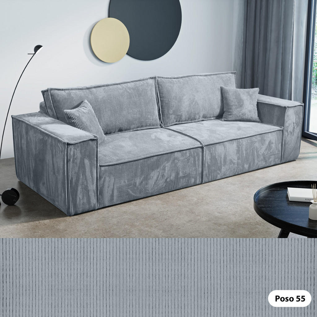 Thumbnail - Meblito Schlafsofa, Hellgrau, Naturmaterialien, 105x85x255 cm, Wohnzimmer, Sofas & Couches, Schlafsofas