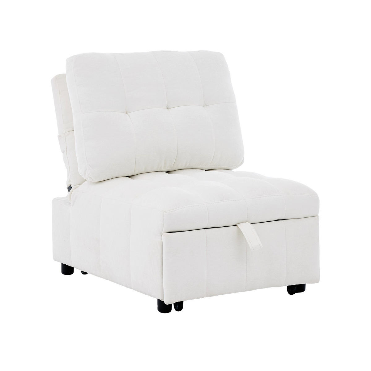SCHLAFSESSEL aus Stoff, Verstellbare Rückenlehne, Weiß - Weiß, Textil (95/76/68cm) - Urban Meuble