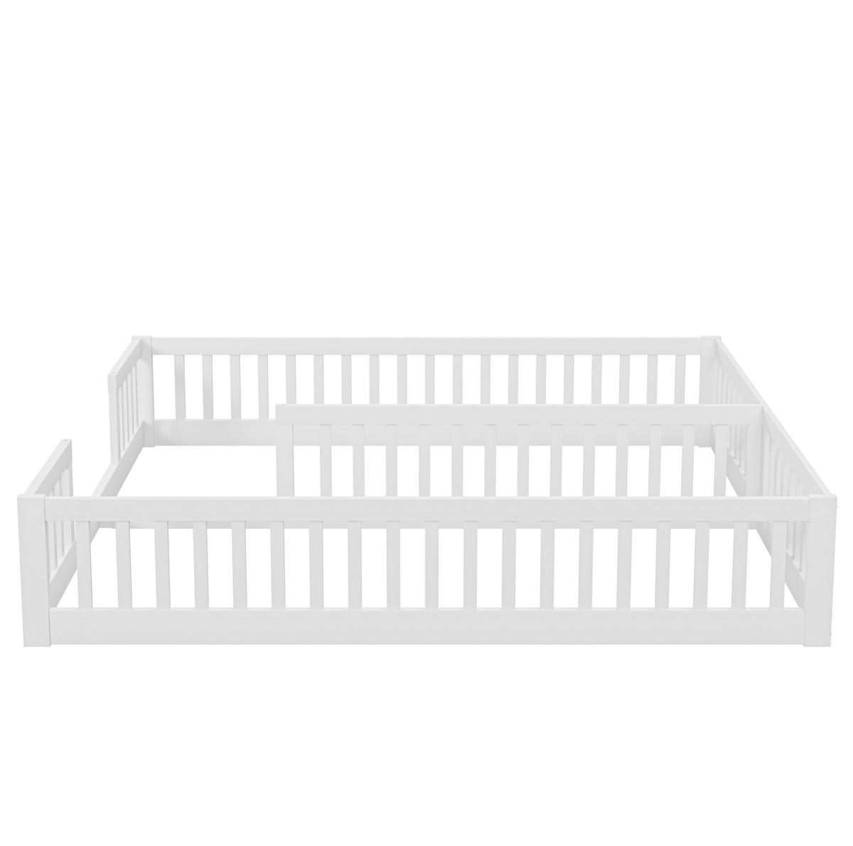 KINDERBETT 204/187/40 cm aus Kiefer und MDF mit Sicherheitsgitter für 2 Kinder Weiß - Weiß, Holzwerkstoff (90/200cm) - Modenvie