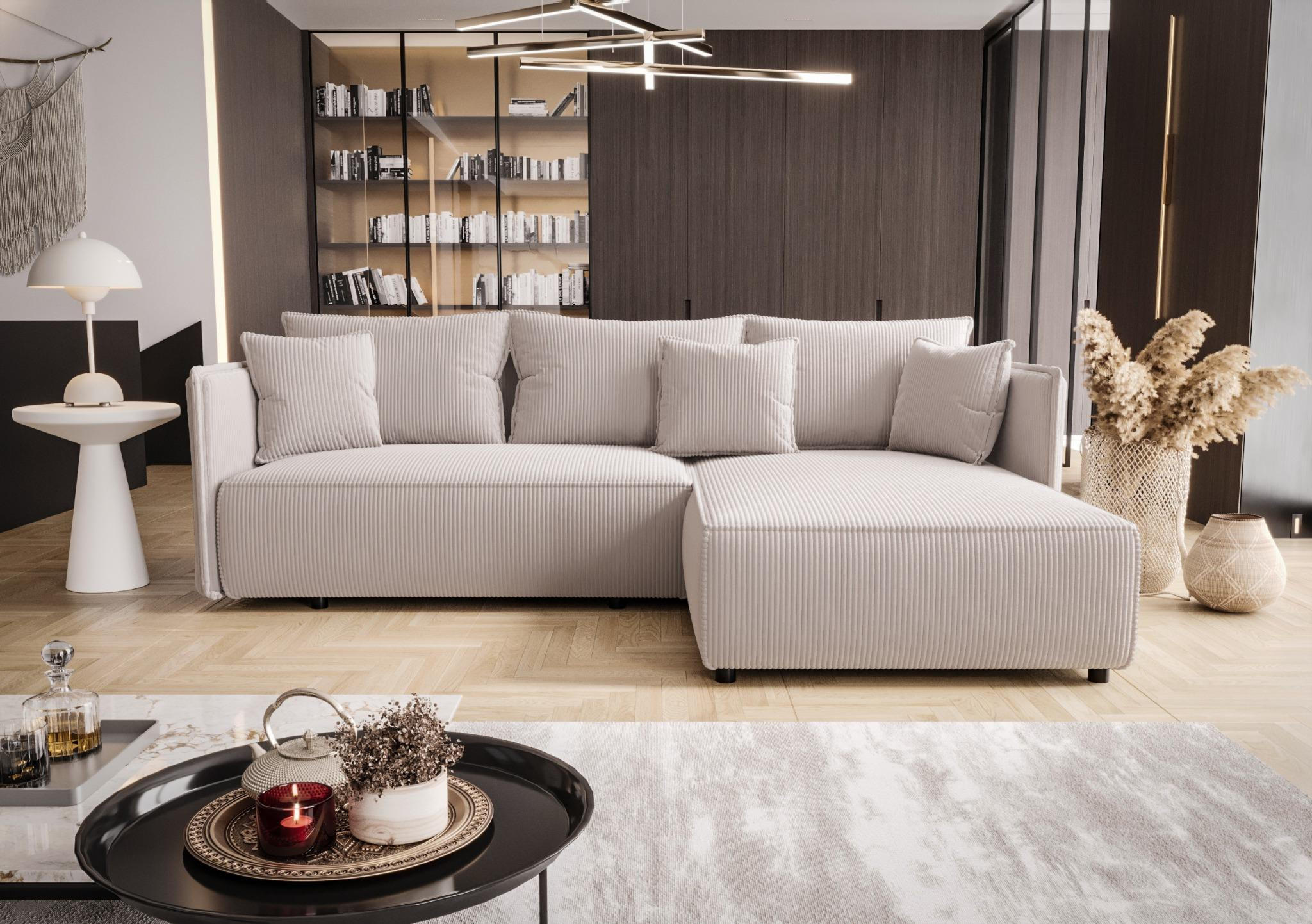 ECKSOFA mit Schlaffunktion MILANO R Poso 100 Rechts - Beige, Textil (245/185cm) - Bedante