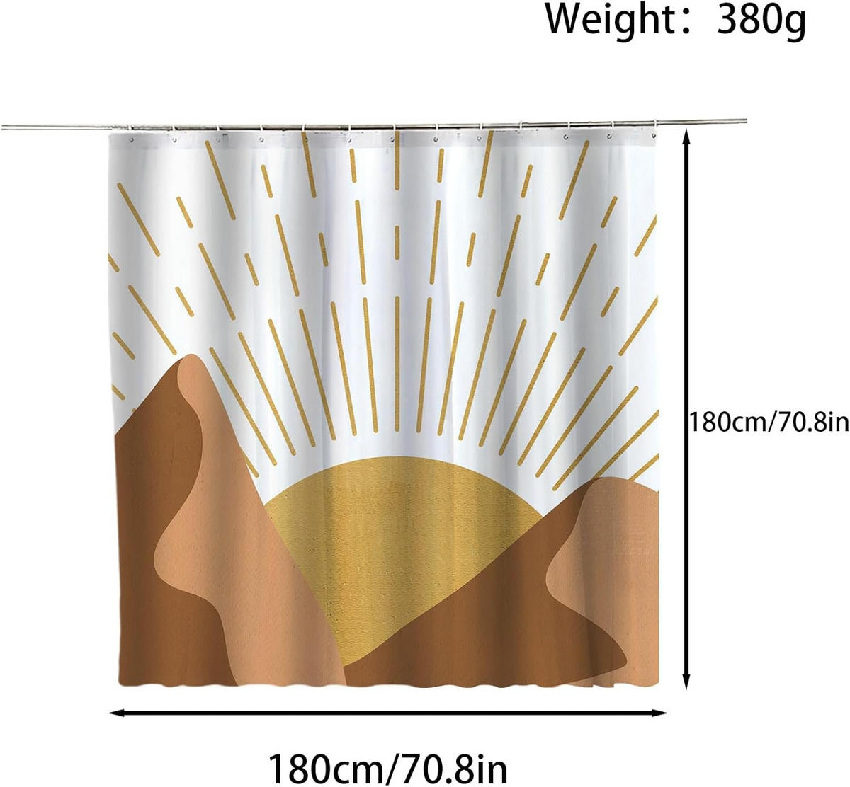 DUSCHVORHANG wasserdicht schimmelresistent Polyester waschbar für Standard Badewannen mit Haken - Multicolor, Textil (180/180cm) - MCBOSON
