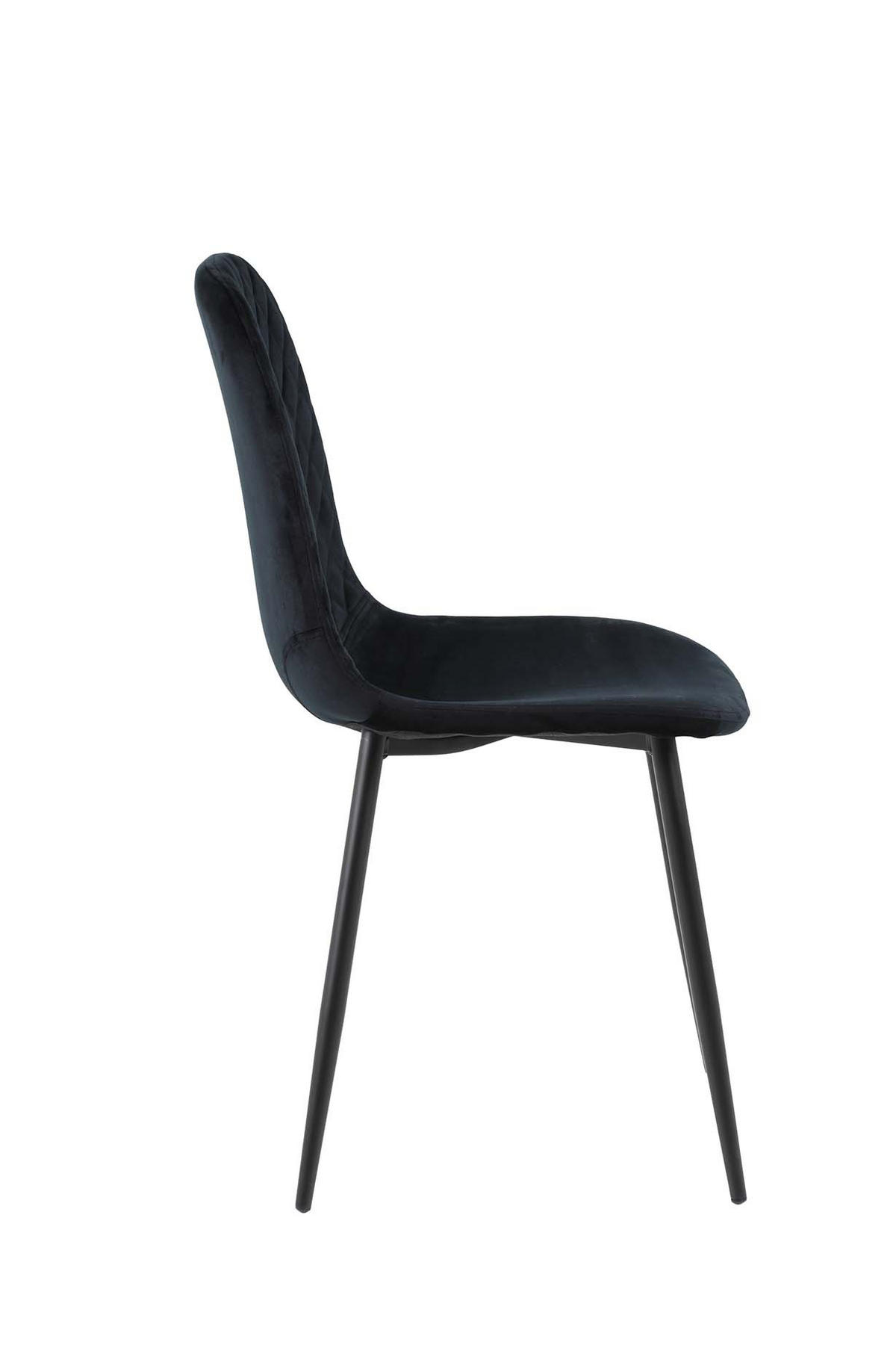 SCHALENSTUHL-SET 2 Stück Mira - Samtvelour Schwarz - Schwarz, Textil/Metall (44/89/53.5cm) - Hela Vertriebs GmbH