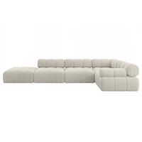 ECKSOFA modulares Sofa Felto-L2 - 380x190x70 cm Creme Cord - Hellgrau/Creme, Holzwerkstoff/Textil (380/190cm) - ALTDECOR