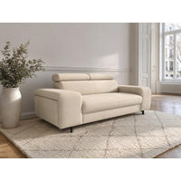 2,5-SITZER Vaasa Flachgewebe Beige klappb. Kopfstützen 198/100/81 cm - Beige, Kunststoff/Textil (198/81/70cm) - foamnova