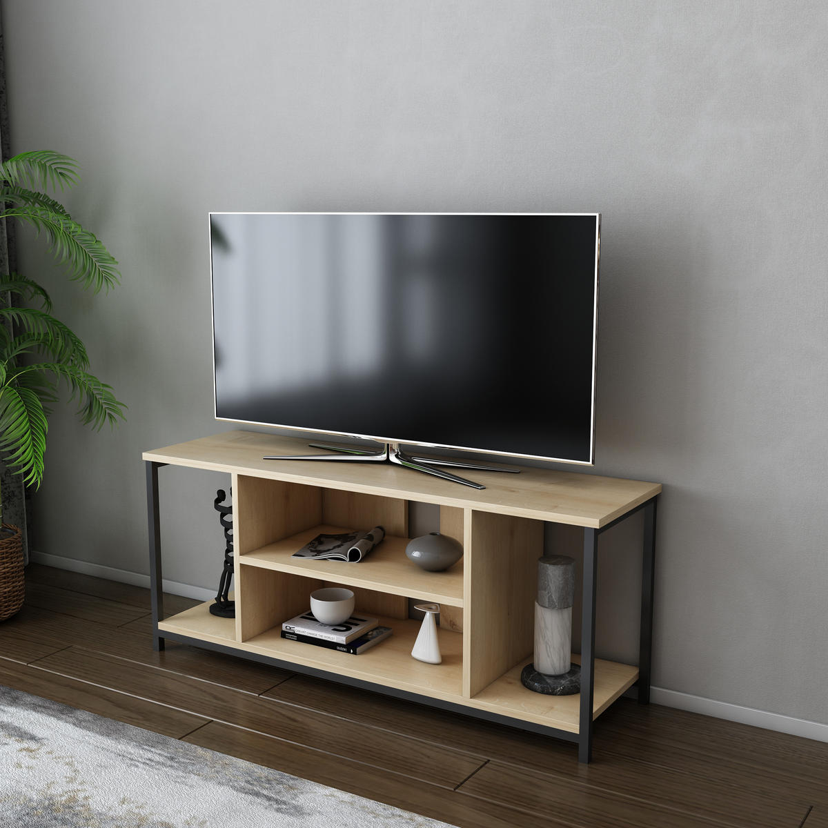 TV-ELEMENT Rinaldo Schwarz-Eiche - Mooreichefarben, Holzwerkstoff (120/51/35cm) - Decorotika