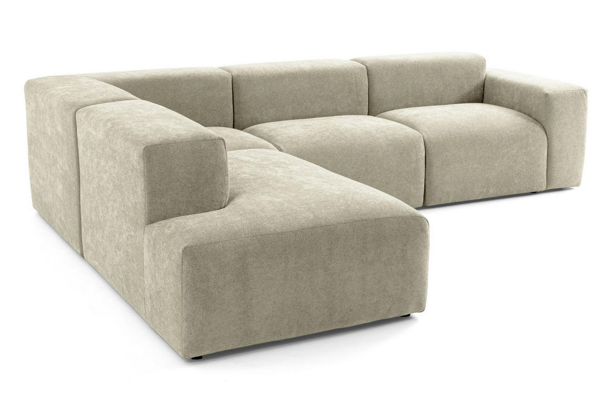 4-SITZER modulares Ecksofa HEAVEN SET 2 Links, Breite 300 cm Webstoff Olivgrün - Schwarz/Olivgrün, Holz/Kunststoff (300/245cm) - Muffo