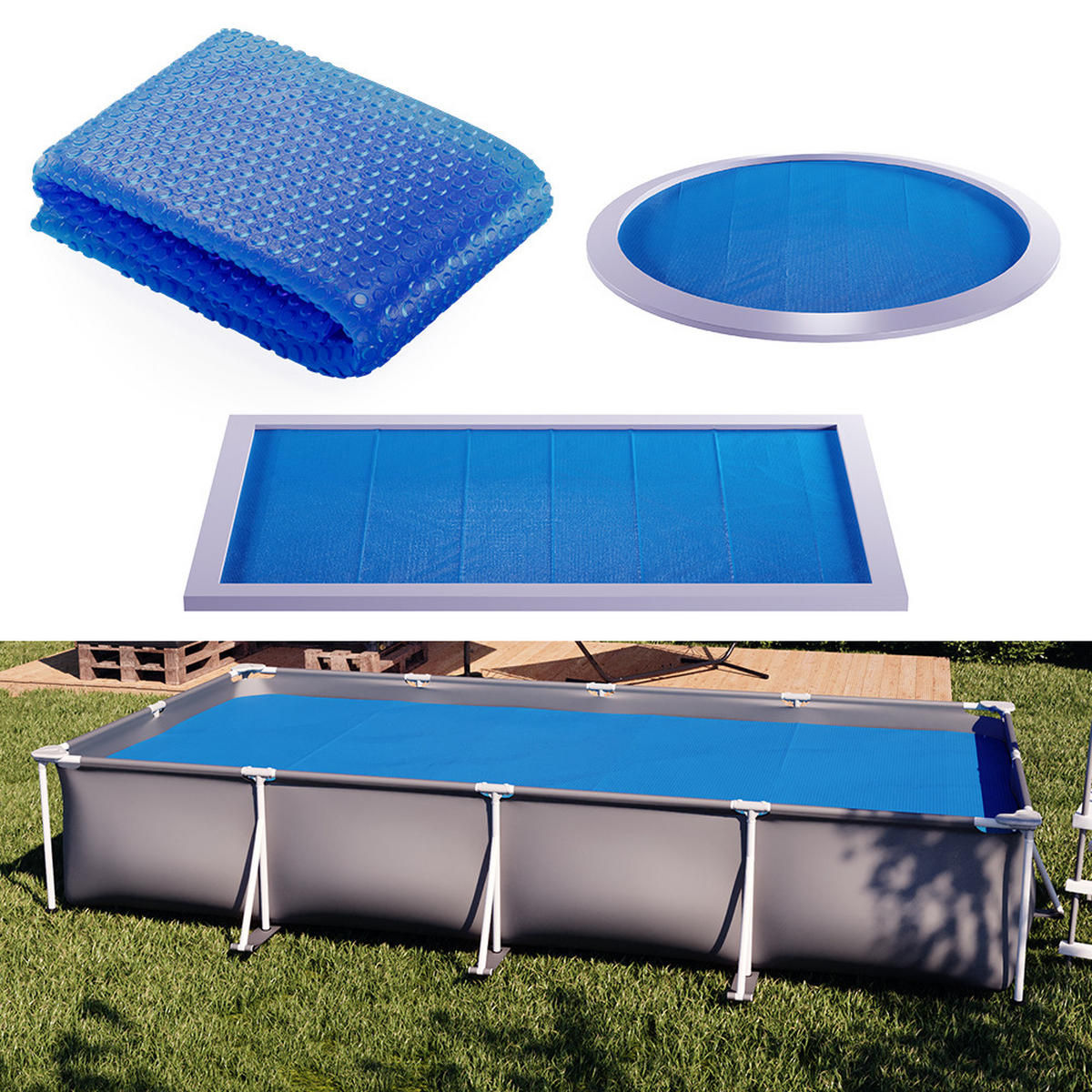 SOLARFOLIE Blau 450 cm robuste 400µ My Solarplane - Dunkelblau, Kunststoff (450/220cm) - OK-Living