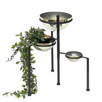 BLUMENTREPPE Metall Rund 46 cm mit 3 Töpfe Silber - Schwarz, Metall (40/46/40cm) - DanDiBo