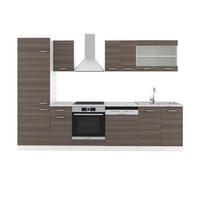 KÜCHE R-Line Edelgrau/Weiß 300 cm, AP Marmor - Braun/Weiß, Holzwerkstoff (300/81.6/60cm) - Vicco
