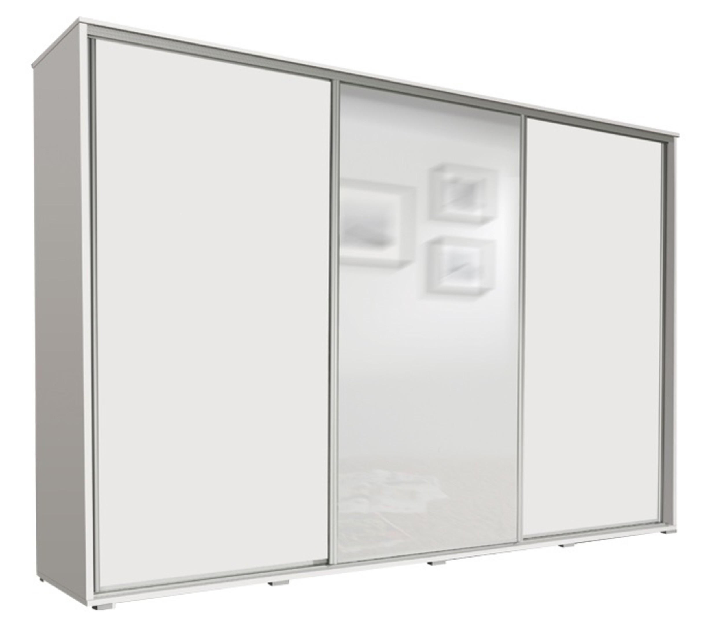 SCHIEBETÜRENSCHRANK - Kleiderschrank MONACO - Weiß - Weiß, Holzwerkstoff (255/251/66cm) - Möblo