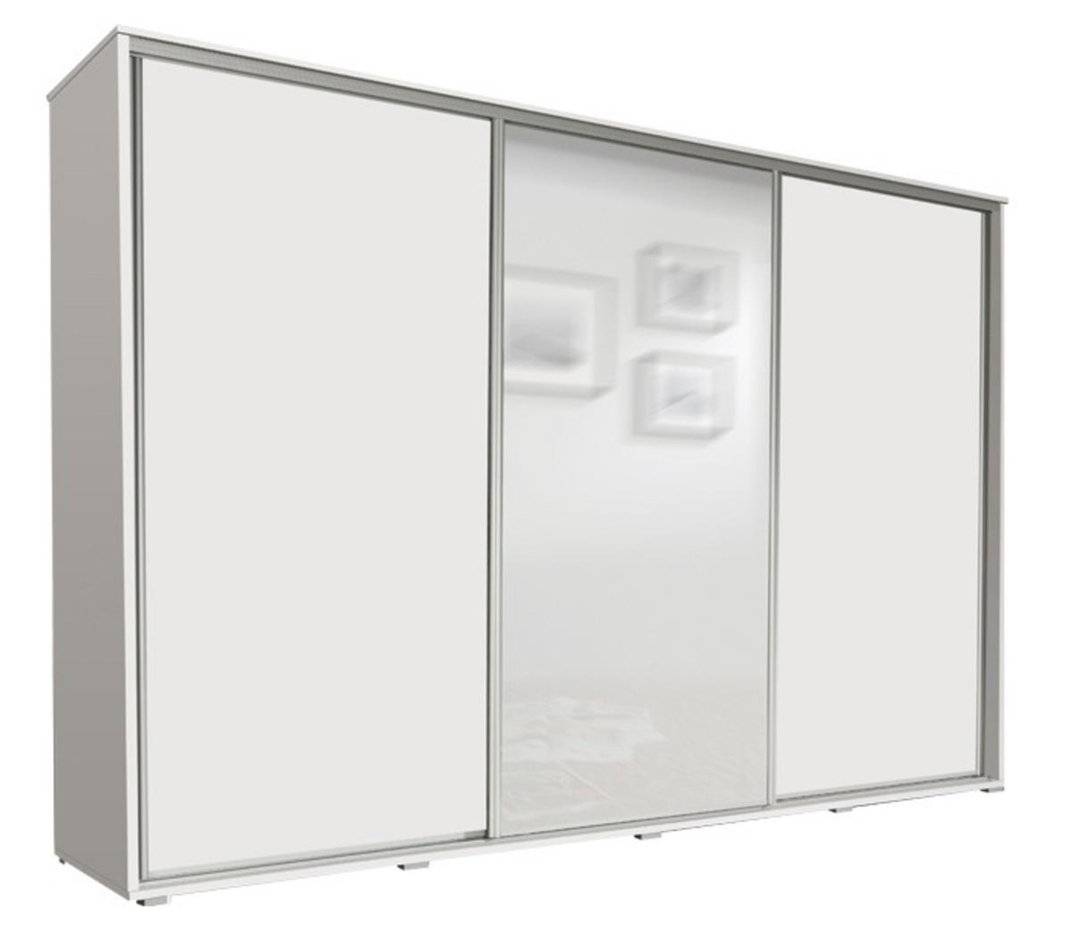 SCHIEBETÜRENSCHRANK - Kleiderschrank MONACO - Weiß - Weiß, Holzwerkstoff (255/251/66cm) - Möblo