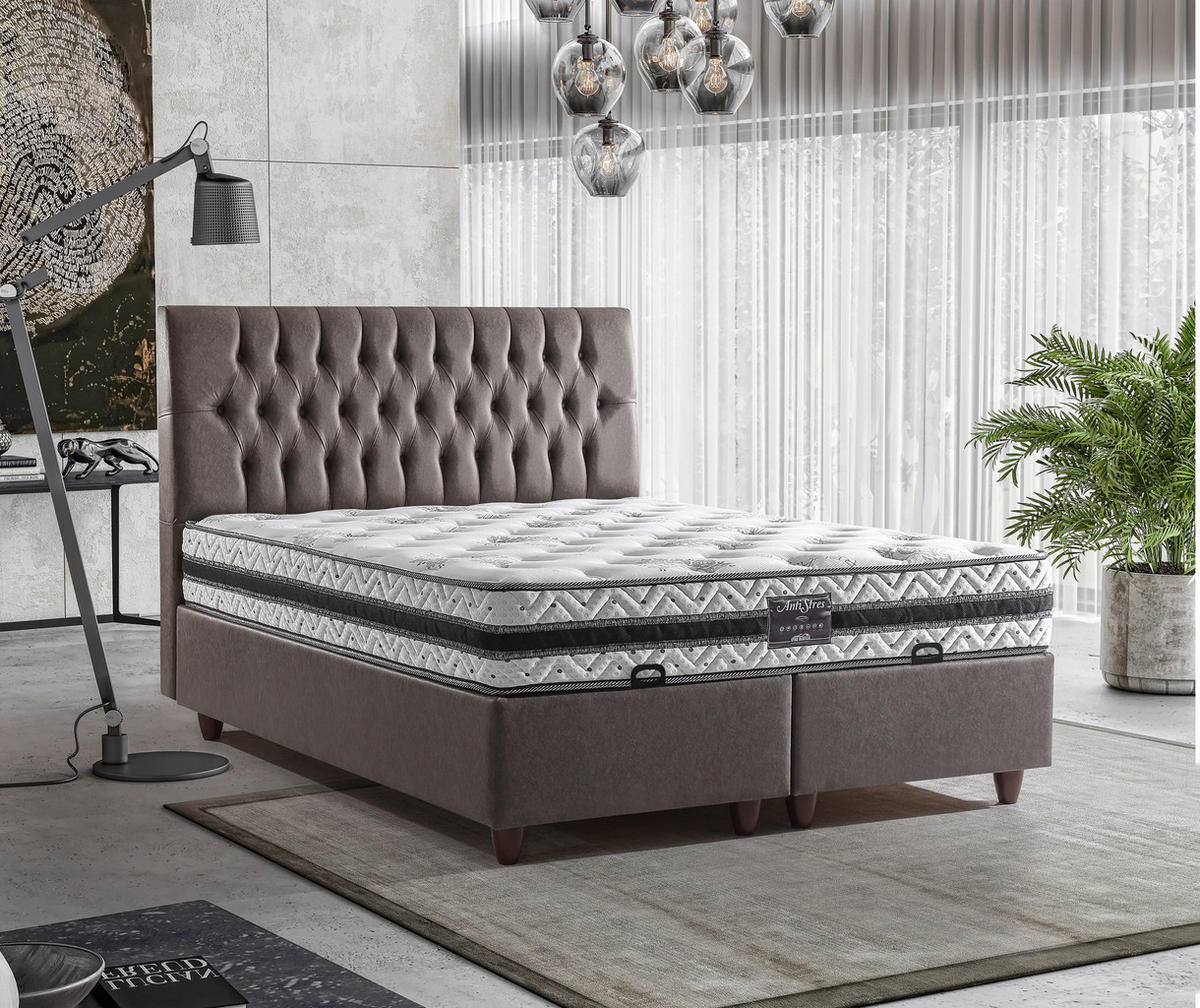POLSTERBETT AntiStress 90x200 Anthrazit - Anthrazit, Metall (90/200cm) - Villa Möbel