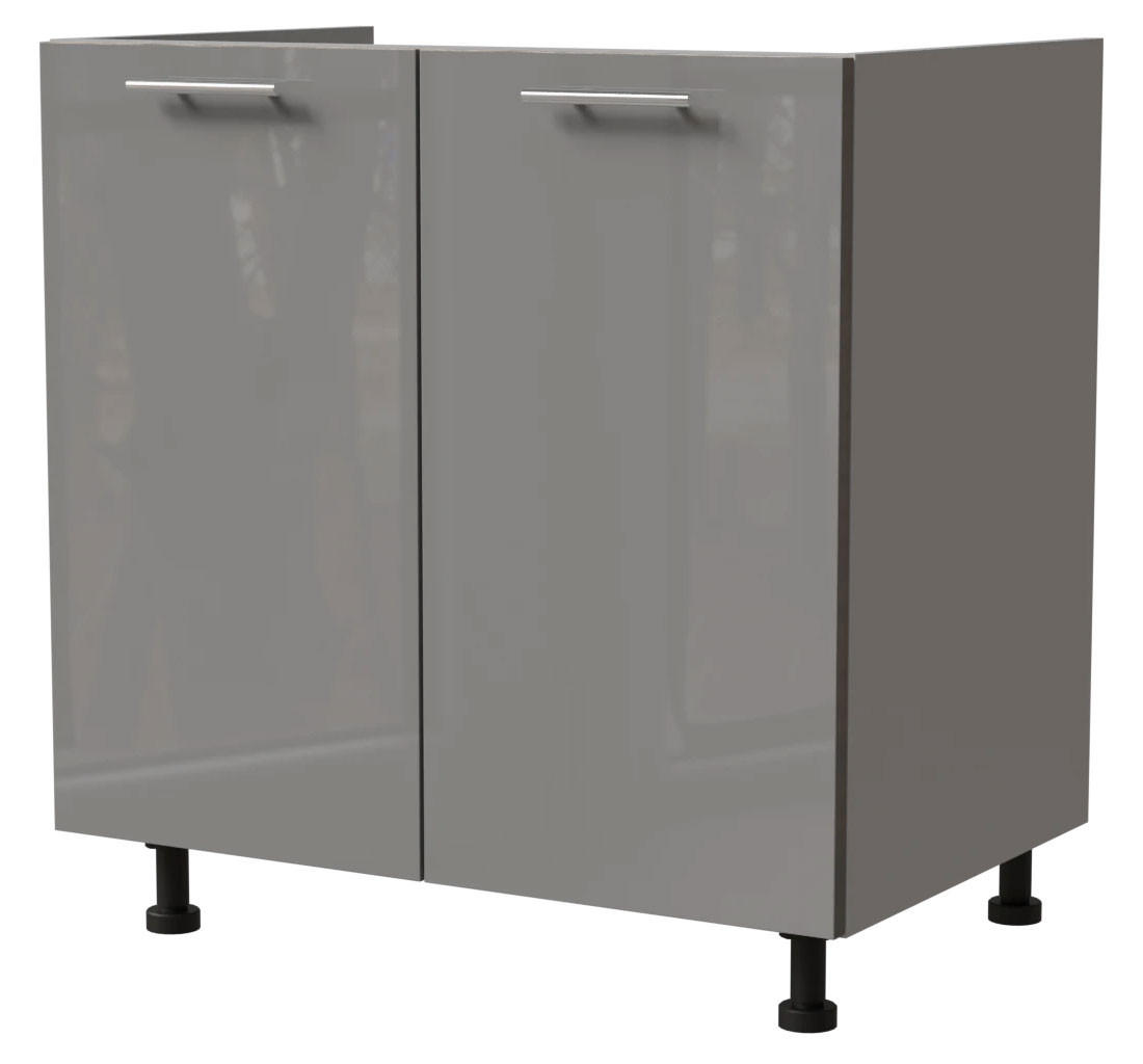 SPÜLENUNTERSCHRANK Essen D8Z/80 Grau Hochglanz / Grau Matt 80 / 50 / 82cm - Grau, Holz/Holzwerkstoff (80/82/50cm) - Feldmann-Wohnen