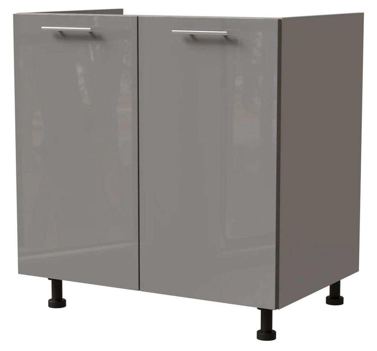 SPÜLENUNTERSCHRANK Essen D8Z/80 Grau Hochglanz / Grau Matt 80 / 50 / 82cm - Grau, Holz/Holzwerkstoff (80/82/50cm) - Feldmann-Wohnen