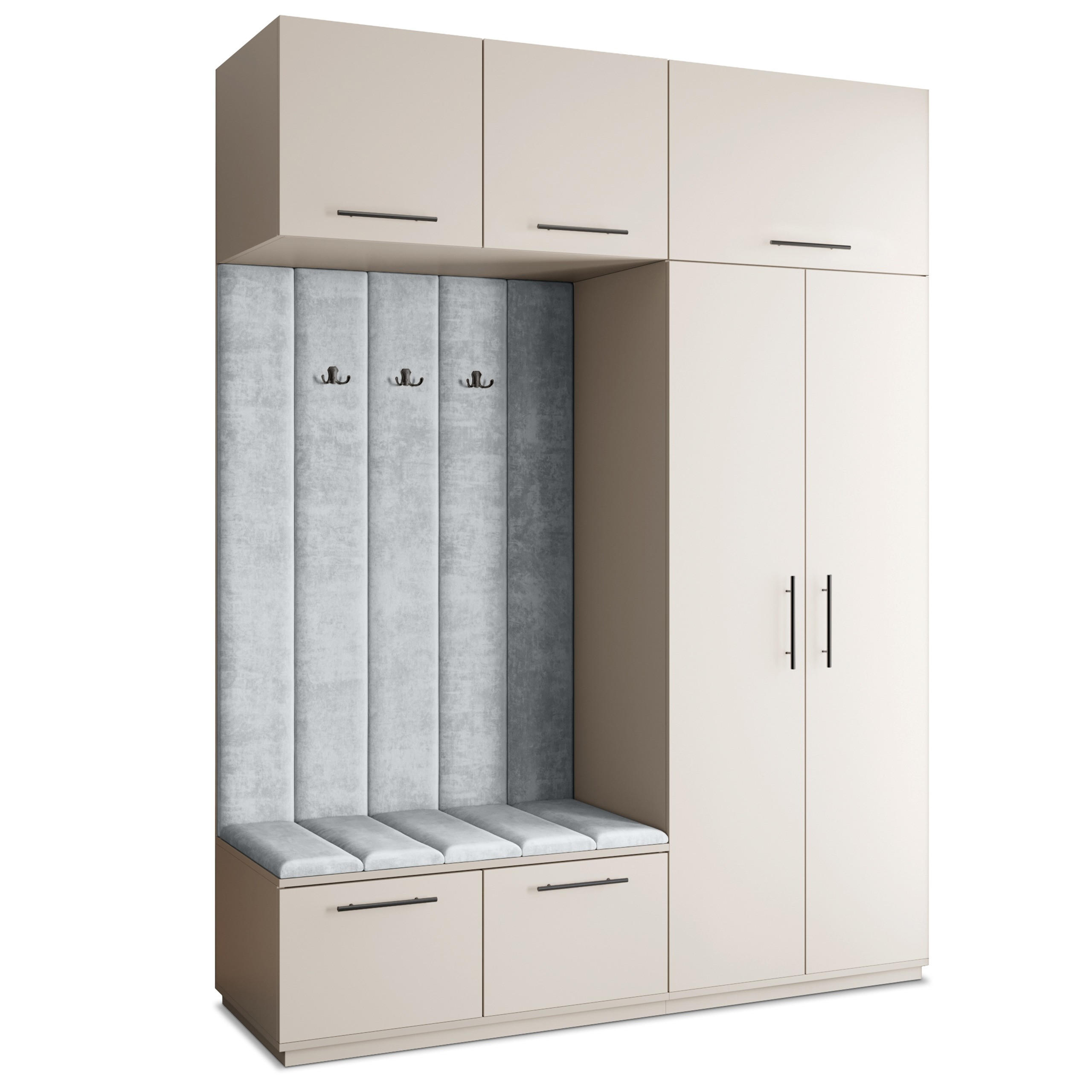 Masseno Garderobenschrank Kaschmir, Hellgrau 180x240x60 cm