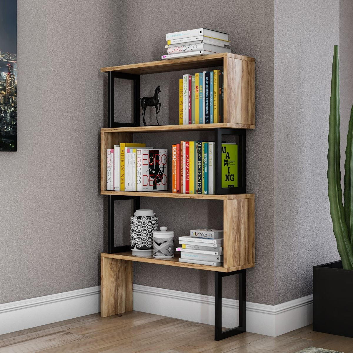 REGAL 4 Regale Dekor Nussbaum L80 cm - Ceylan - Apfelbaumfarben, Holz/Holzwerkstoff (22/128/80cm) - Calicosy