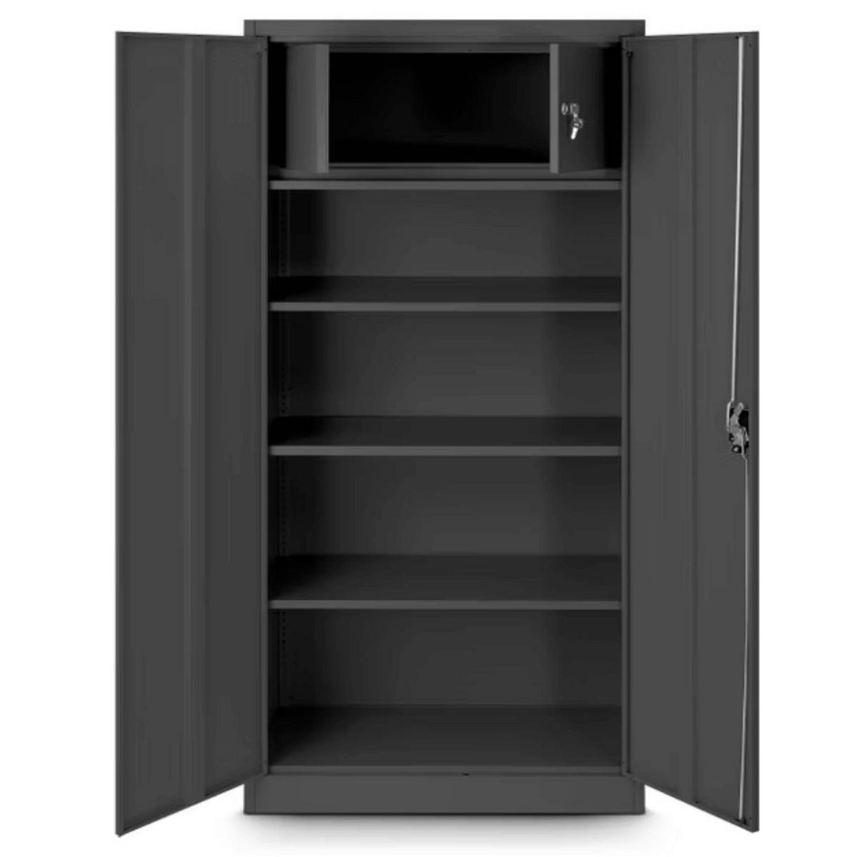 METALLSCHRANK abschließbar KODLI mit Geheimfach 185x90x45cm Anthrazit - Anthrazit, Metall (90/185/45cm) - DELUKE