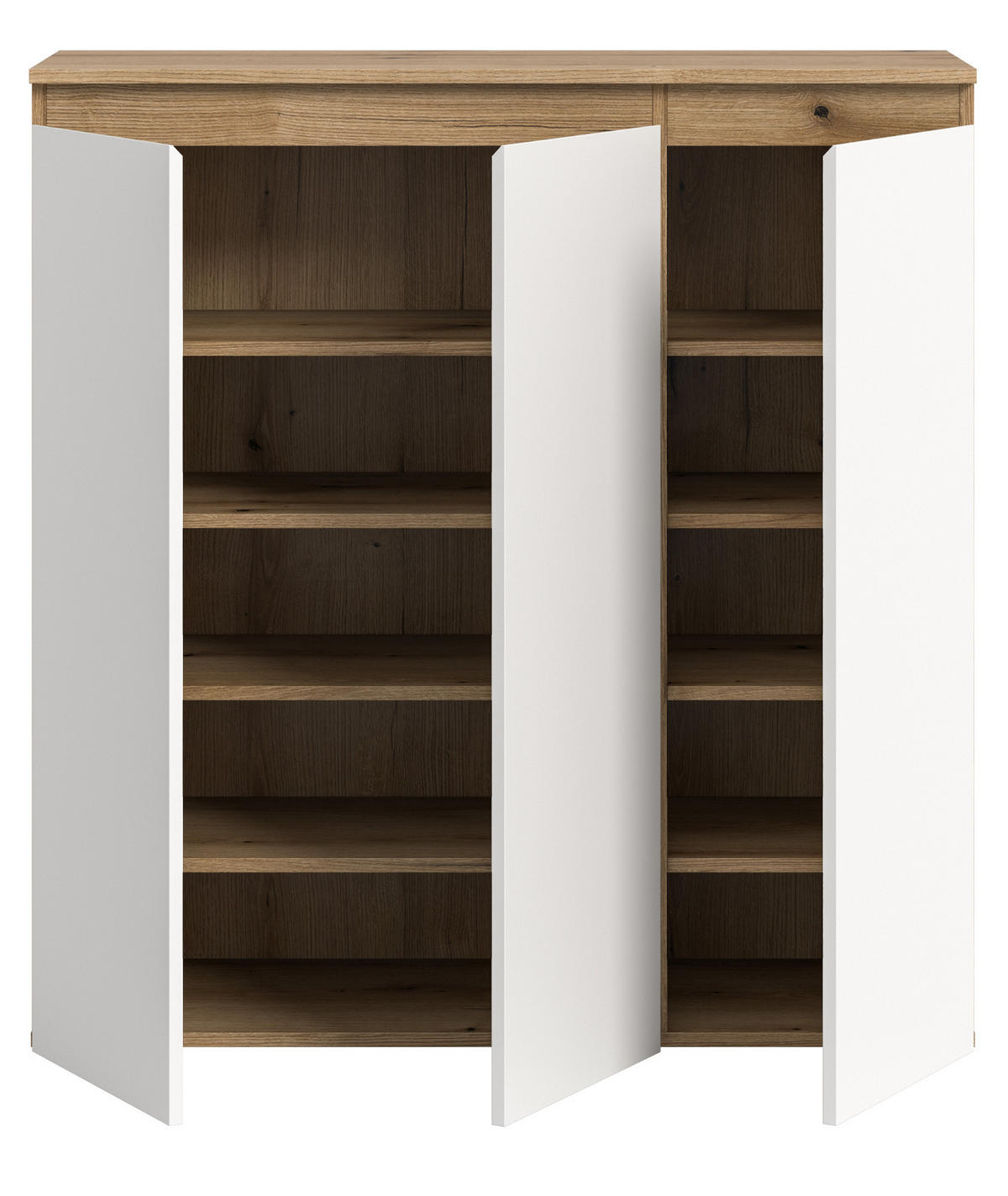 KOMMODE weiß, Evoke Eiche 105 x 11 cm, Anrichte mit 10 Fächern - Eichefarben/Schwarz, Holzwerkstoff/Kunststoff (105/111/37cm) - Inn.Furn