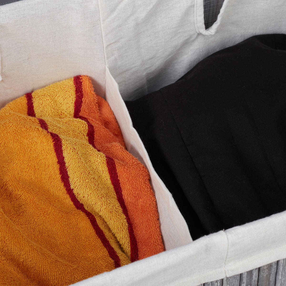 WÄSCHEKORB - Multicolor, Holz/Textil (55/63/35cm) - Relaxdays