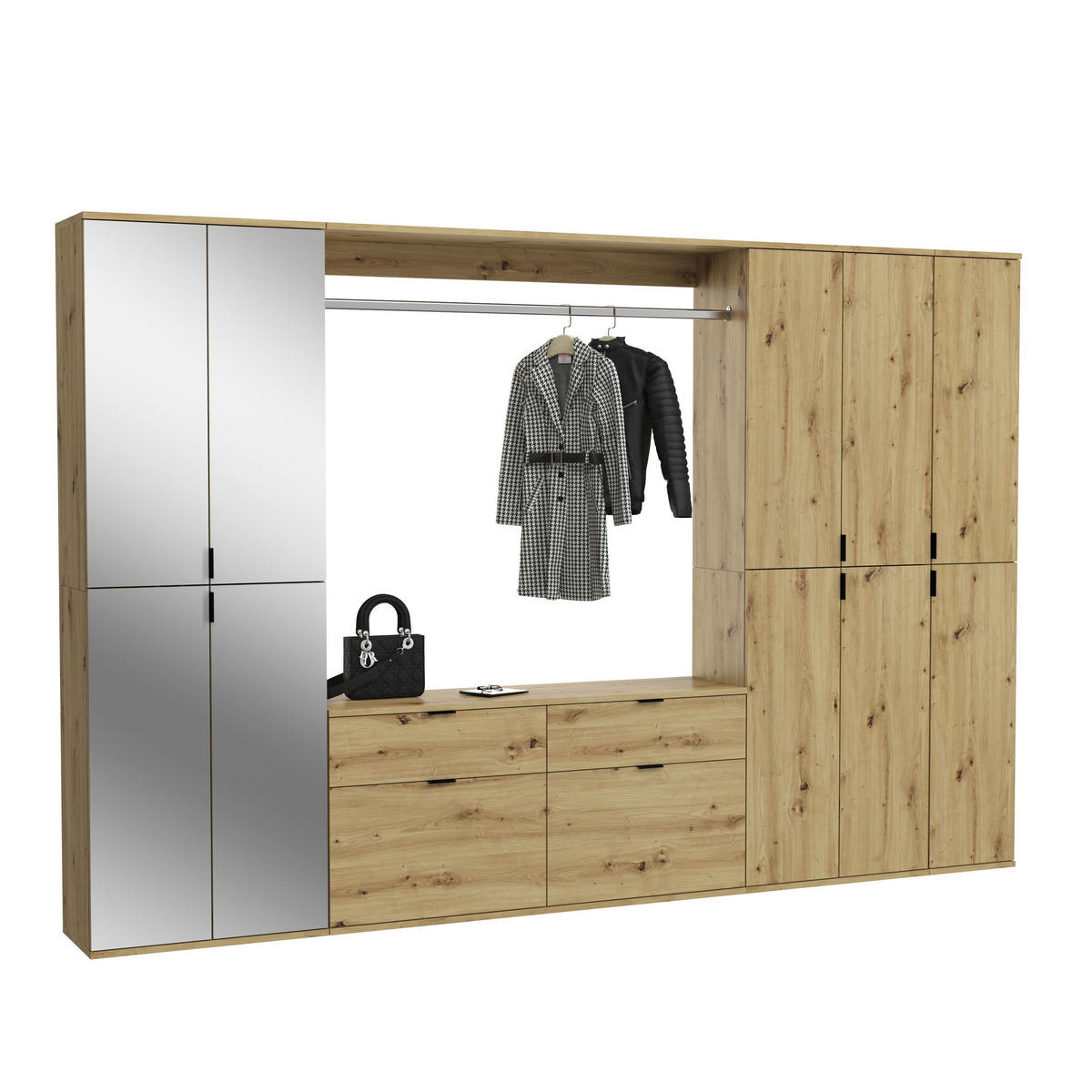 GARDEROBENKOMBINATION 4tlg. Projekt X Garderobe in Artisan Eiche Nachbildung B/H/T: 273x193x34 cm - Eiche Artisan, Holzwerkstoff (273/193/34cm)