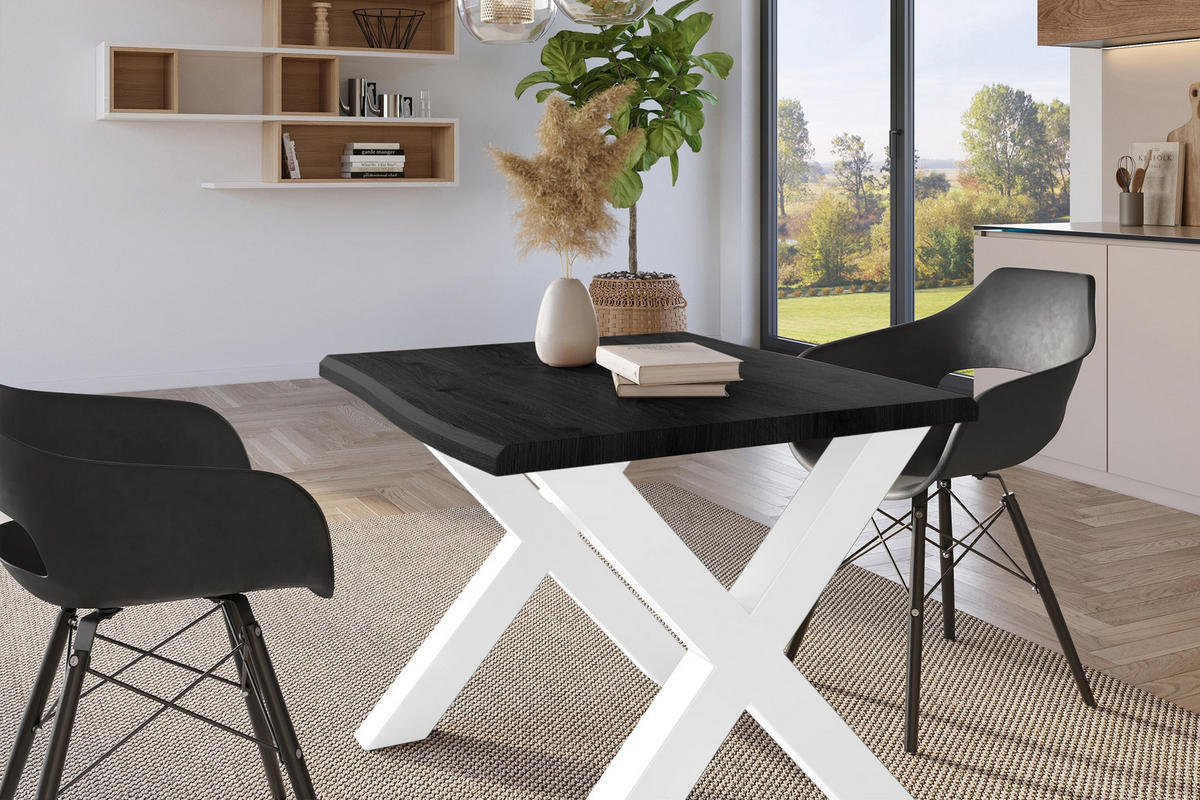 ESSTISCH JULIUS X - Dunkelgrau/Weiß, Holz (80/80/77cm) - SAM