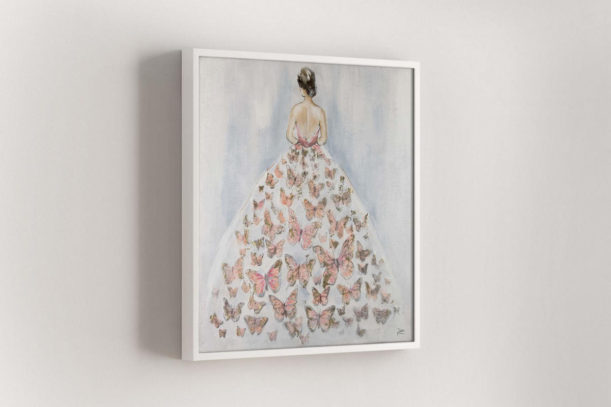 RUČNE MAĽOVANÝ AKRYLOVÝ OBRAZ 80/80 cm, sivý/ružový, zvierací motív - pink/sivá, drevo/textil (80/80cm) - KUNSTLOFT