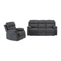 SOFAGARNITUR mit Relaxfunktion - 4 -Sitzer - Polyester - anthrazitgrau - TOLZANO - Anthrazit, Textil (201/100/96cm) - Vente-Unique