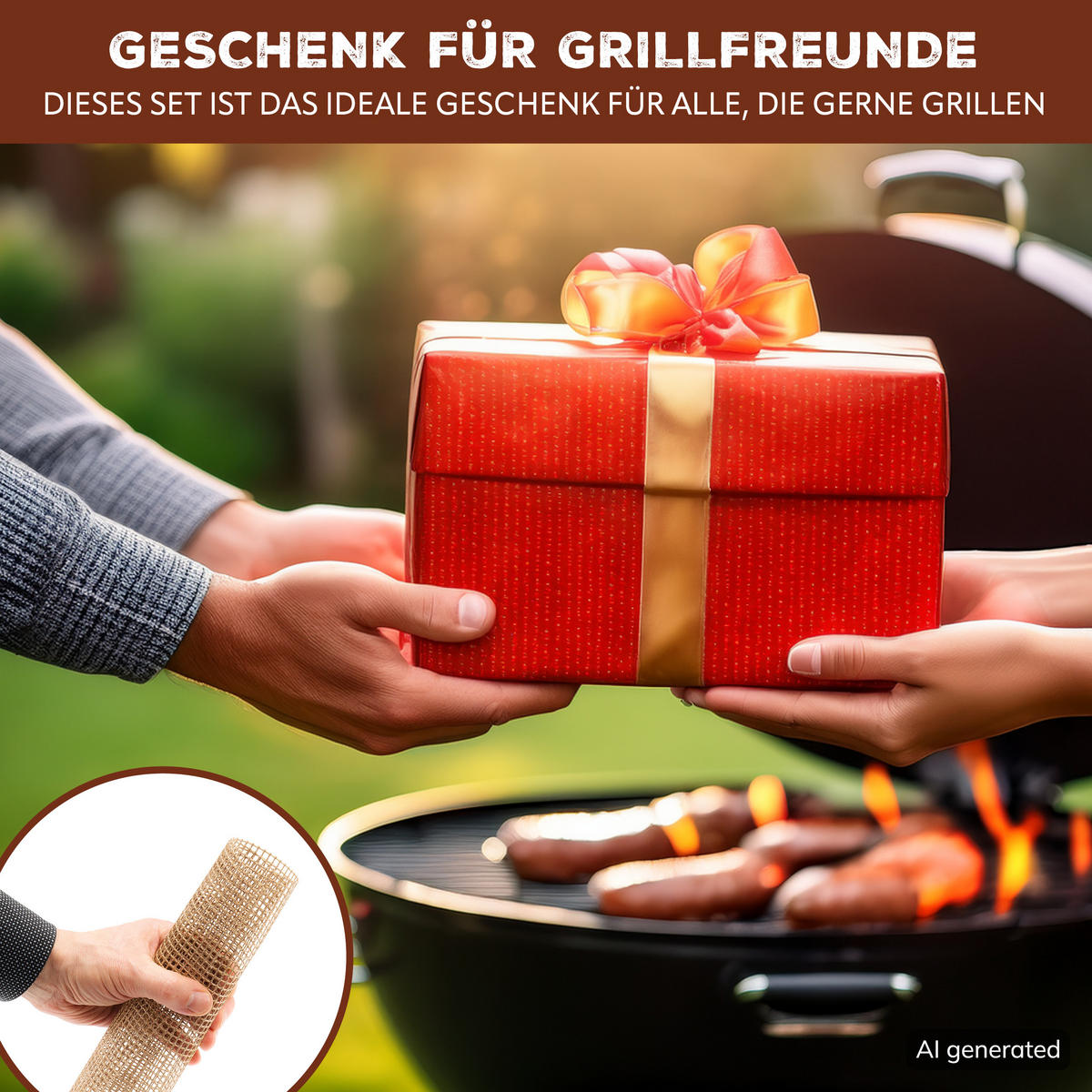 GRILLMATTE 3er-Set, beigefasergewebe - Naturfarben, Kunststoff (36/42cm) - bremermann