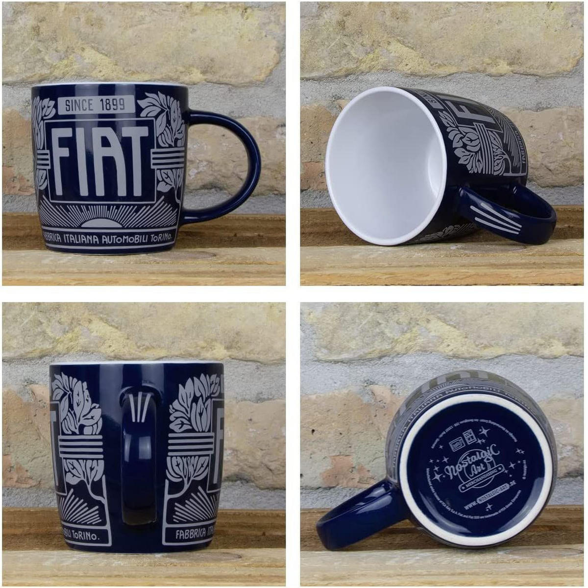 KAFFEETASSE 330 ml Fiat Fiat Since 1899 Logo Blue - Multicolor, Keramik (0.33L) - Nostalgic-Art