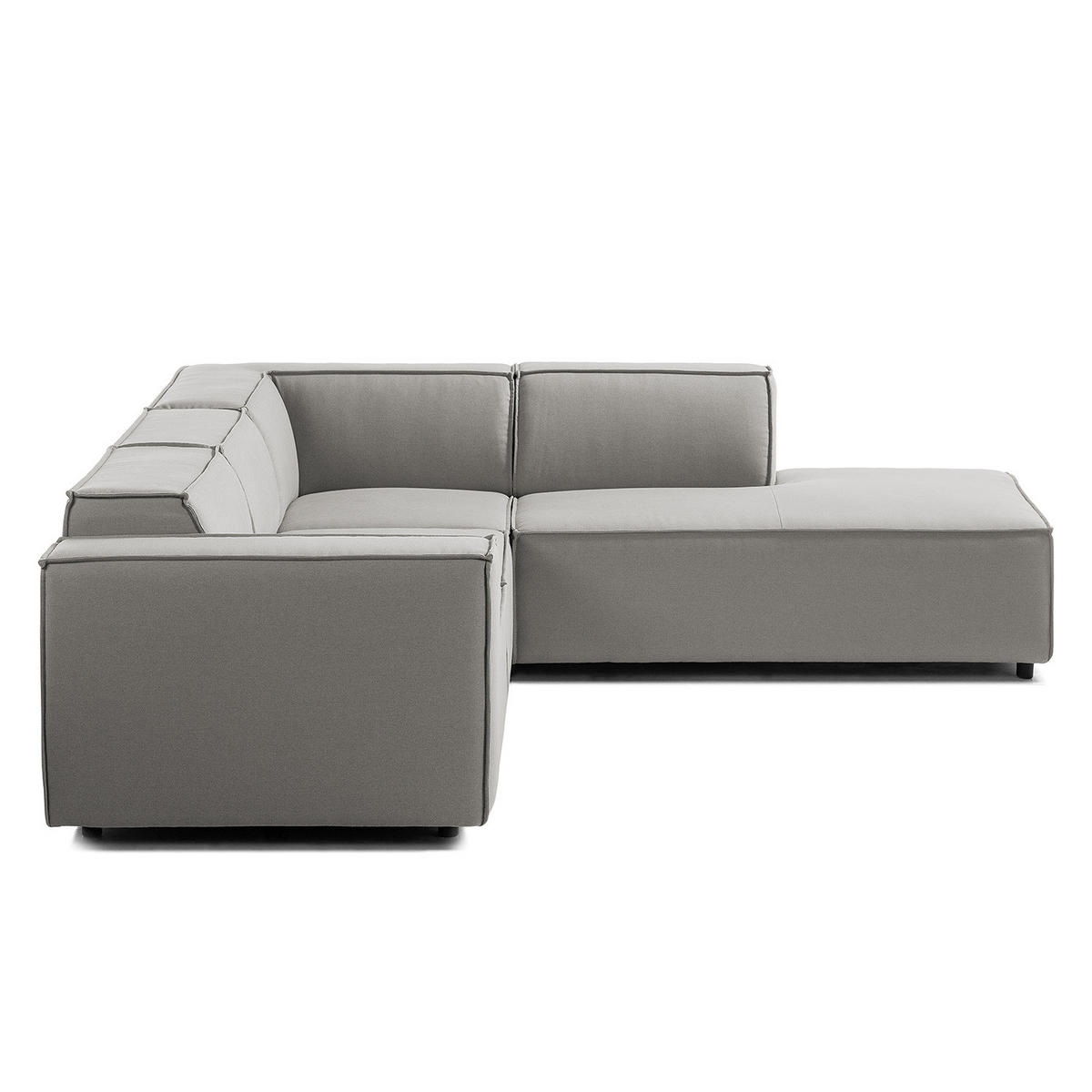 ECKSOFA mit Ottomane - Graubraun/Schwarz, Kunststoff/Textil (260/234cm) - home24