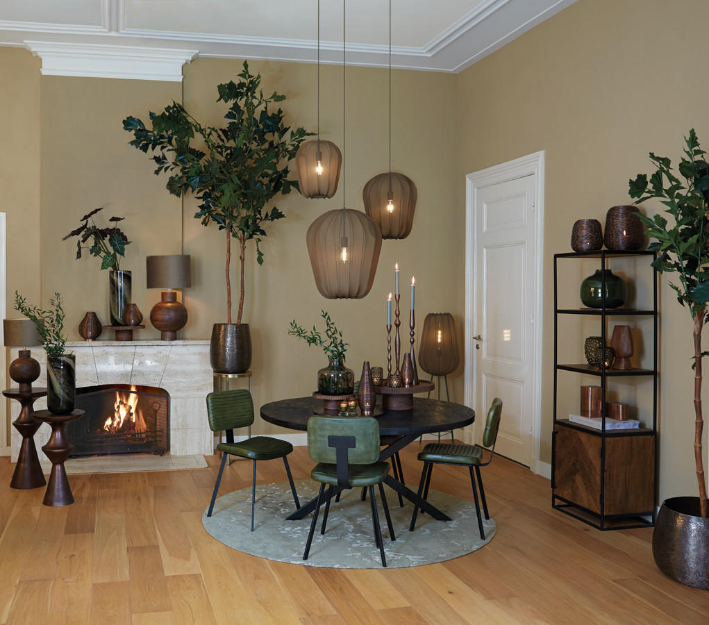 HÄNGELAMPE Plumeria Grün Ø50/60 cm - Grün, Textil (50/50/60cm) - Light & Living