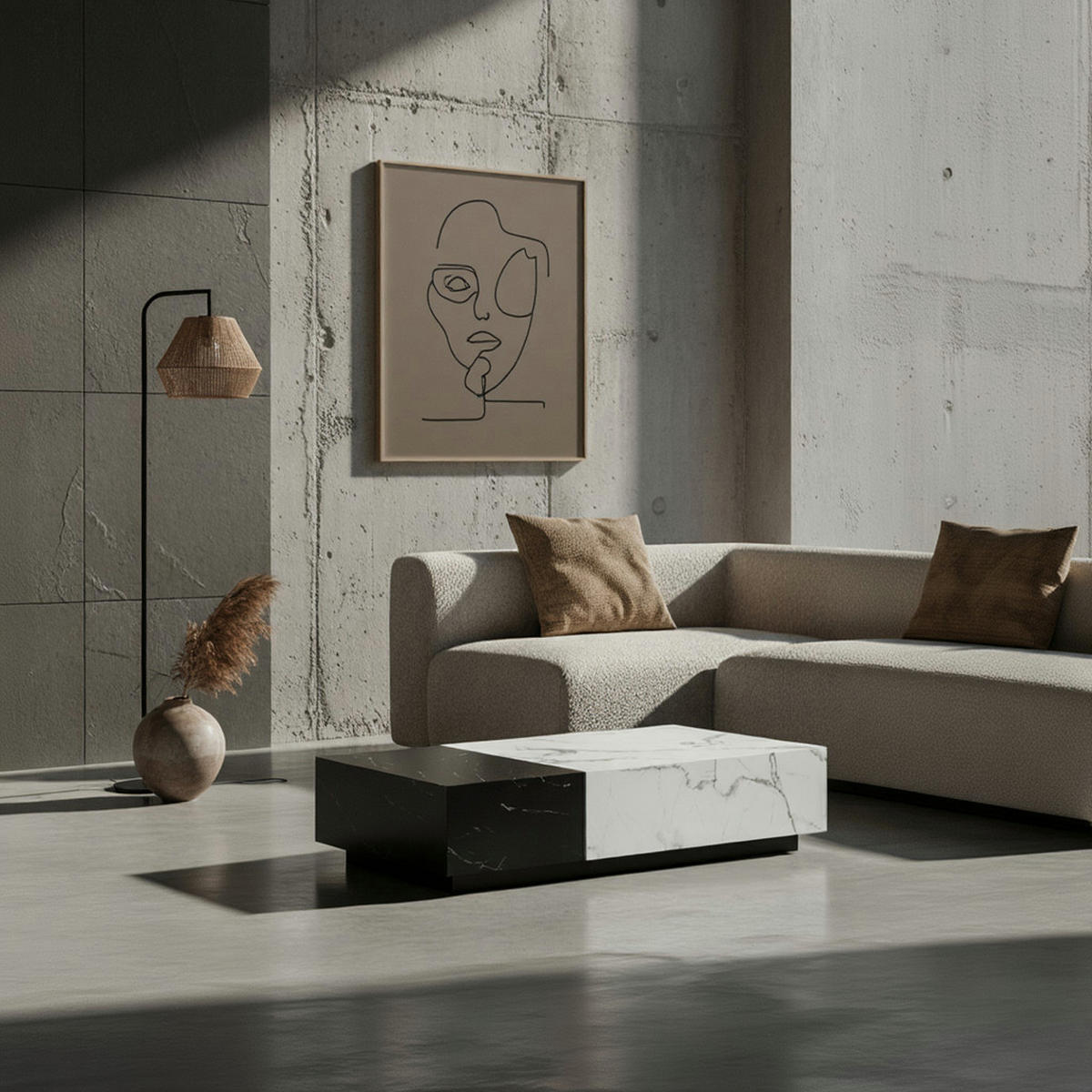 COUCHTISCH Weiß Schwarz Marmor-Optik 120x60x28 cm mit Schubladen und Stauraum - Schwarz/Weiß, Holzwerkstoff (60/120/28cm) - KADIMA DESIGN