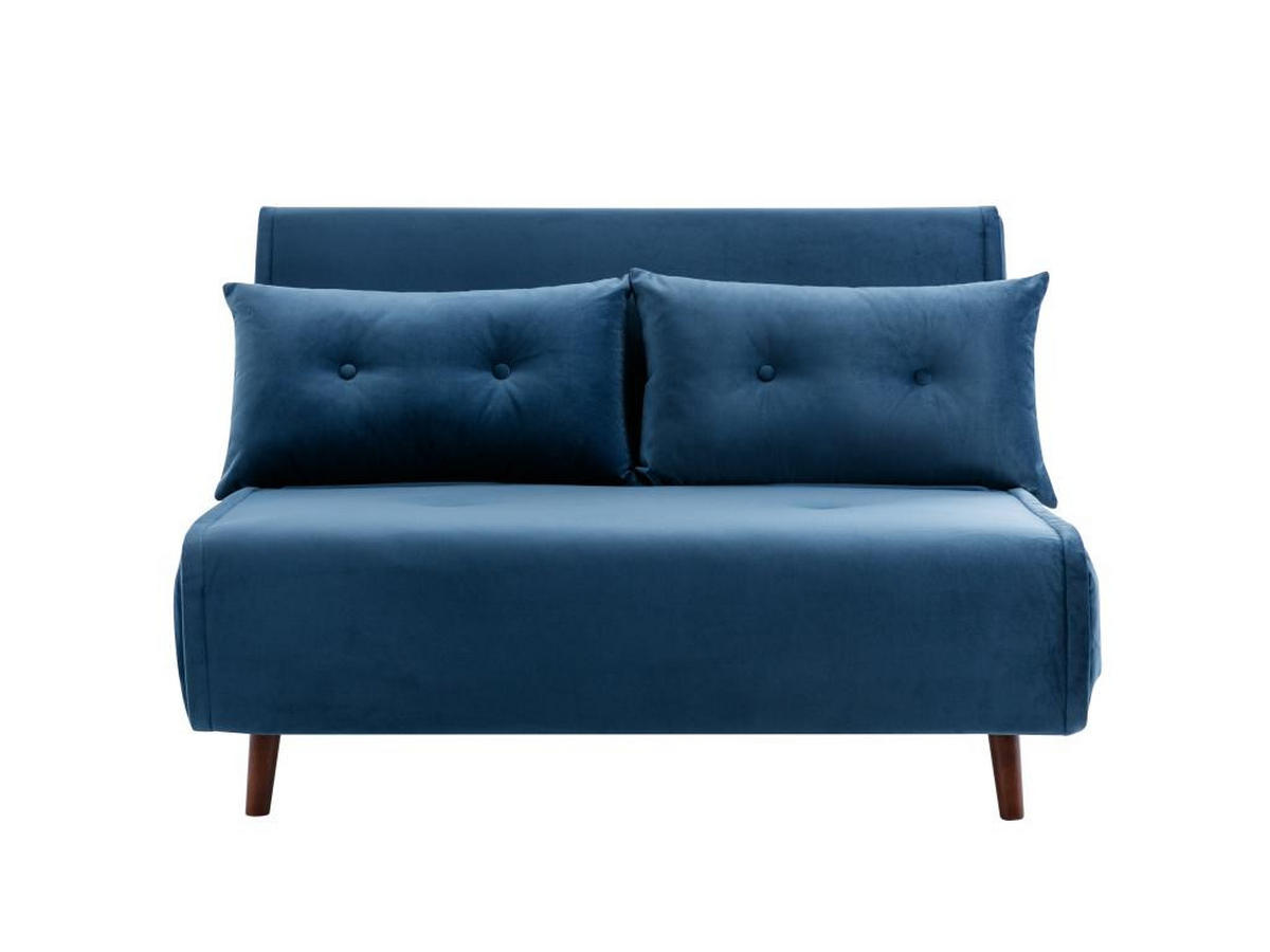 SOFA 2-Sitzer mit Schlaffunktion - Samt - Dunkelblau - URIBIA - Blau, Textil (91/81/121cm) - Vente-Unique