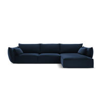 ECKSOFA rechts Kaelle aus Samt königsblau 4 Sitzplätze - Blau, Textil (171/308cm) - Micadoni