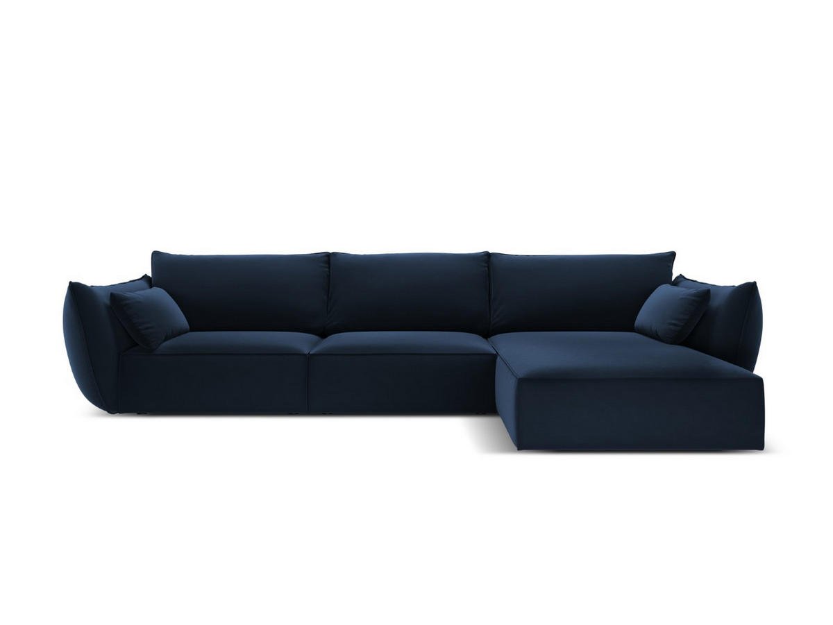 ECKSOFA rechts Kaelle aus Samt königsblau 4 Sitzplätze - Blau, Textil (171/308cm) - Micadoni