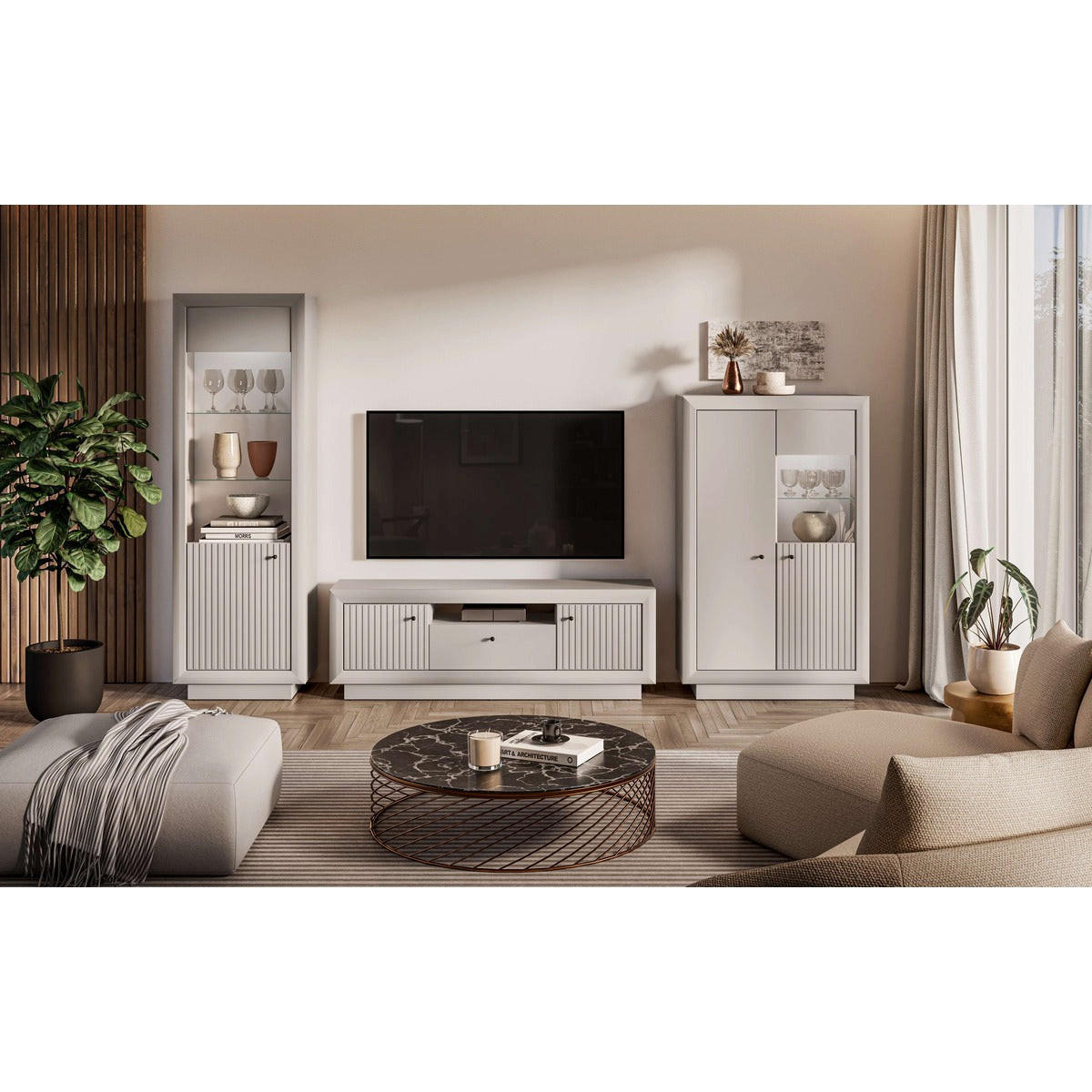 WOHNZIMMER Set 3-tlg. – Solo – Kaschmir - Kaschmir, Holzwerkstoff (160/55/36cm) - hi-markt