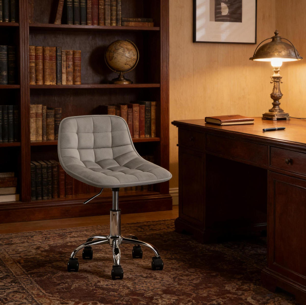 BÜROHOCKER in Lichtgrau 43x43x67,5 cm, höhenverstellbar und drehbar, mit Rollen - Hellgrau, Metall (43/67.5/43cm) - IVMEU